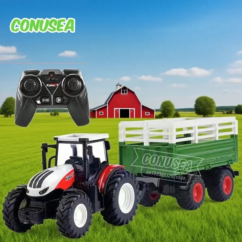 Remote Control Tractor RC Farm Truck Car Trailer 2.4G Farming Simulator Truck Miniature Farm Vehicle Toys Model Children Boy