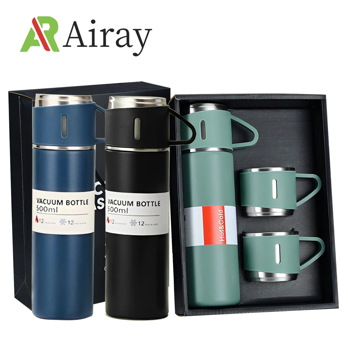 500ML Stainless Steel Vacuum Flask Gift Set Office Business Style Thermos Bottle Outdoor Hot Water Thermal Insulation Couple Cup