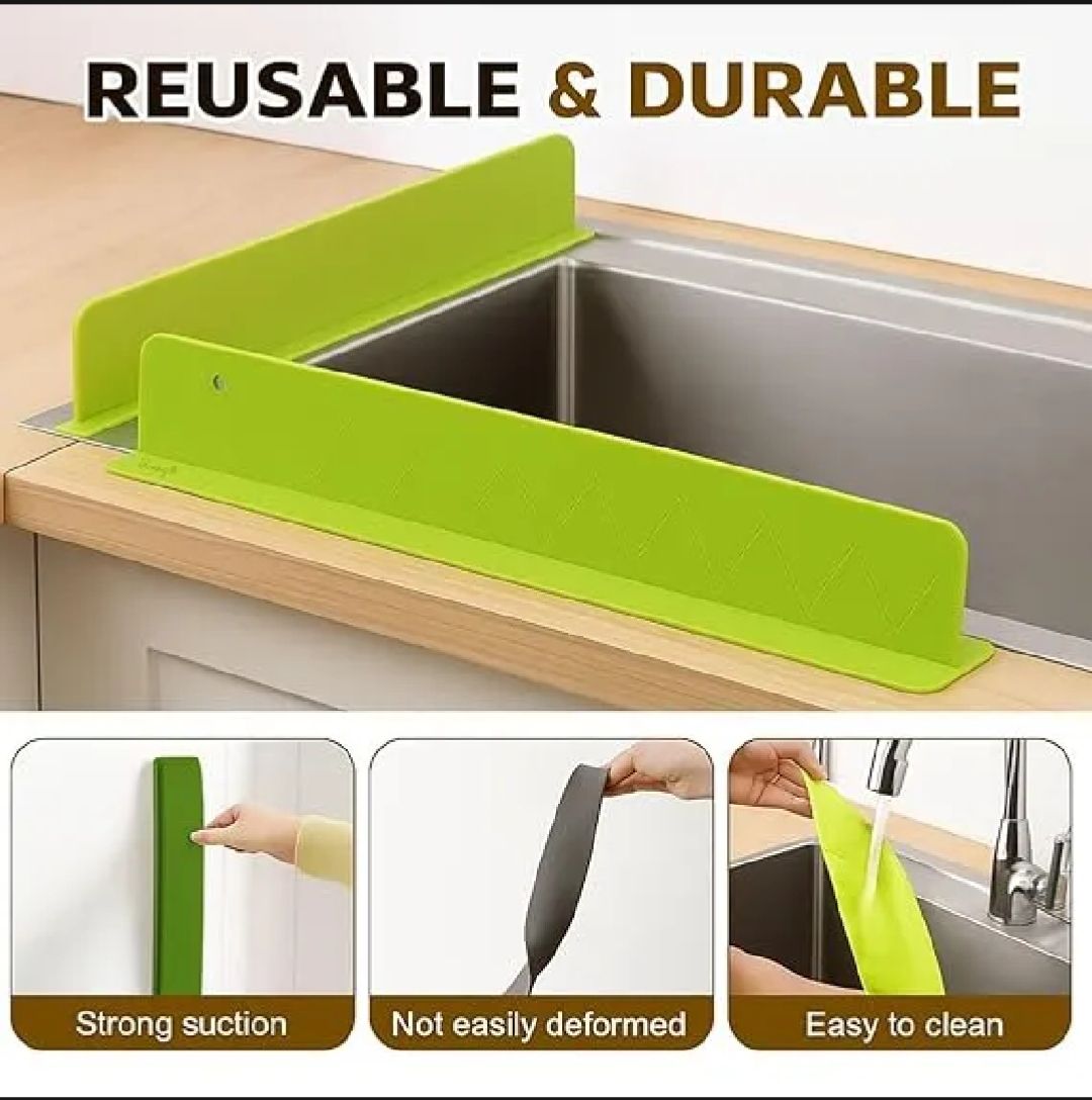 Flexible Silicone Kitchen Sink Water Splash Guard – 48cm Suction Baffle