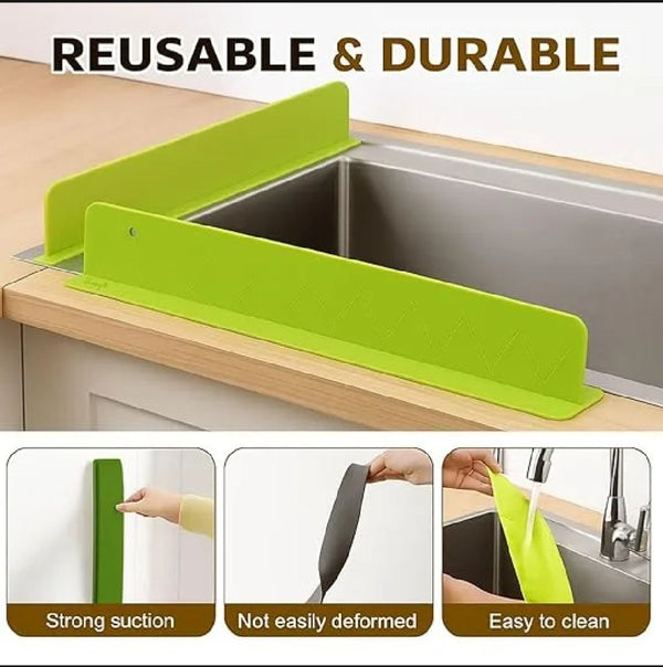 Flexible Silicone Kitchen Sink Water Splash Guard – 48cm Suction Baffle
