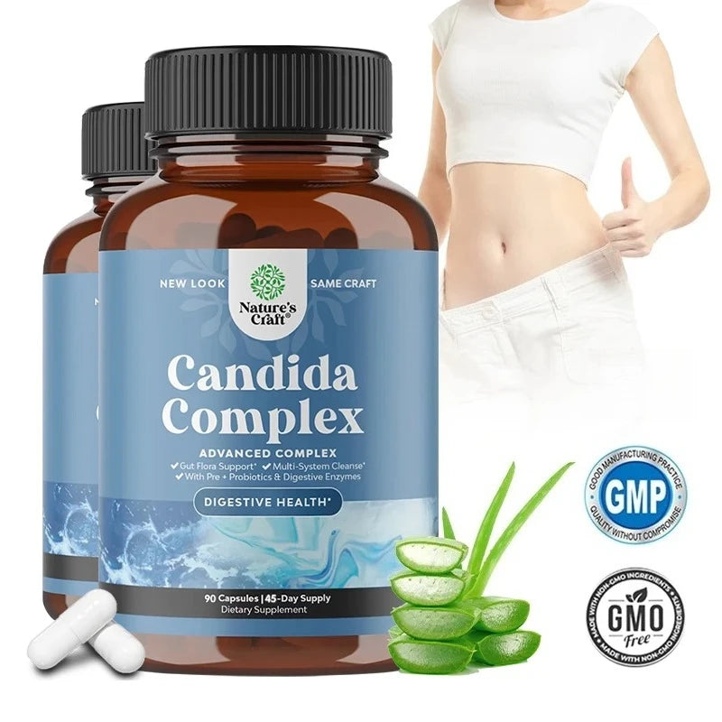 Candida Complex - Probiotics and Digestive Enzymes Natural Ingredients To Support Digestive Health and Intestinal Flora Balance