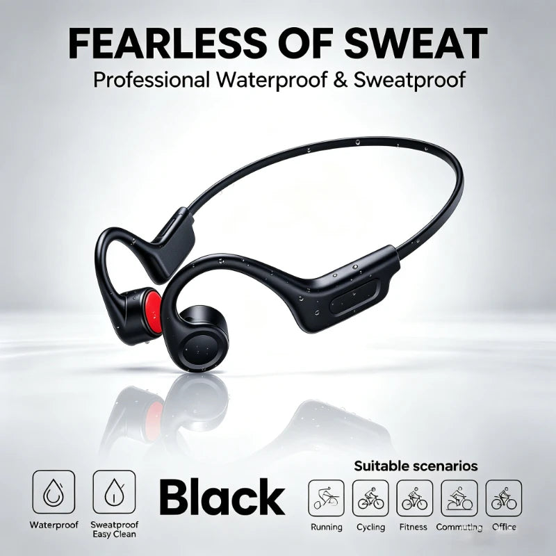 2026 New OWS Bone Conduction Open Ear Earbuds Mic Type-C Fast Charge Long Standby Bluetooth Sports Headphones For RunningCommute