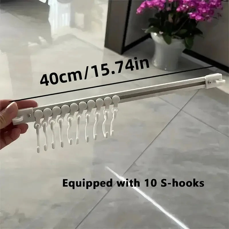 1PC Adhesive Sliding Hook Strong Kitchen Storage Rack No Punching Door Back Sticker Easy Organization Row Hanger