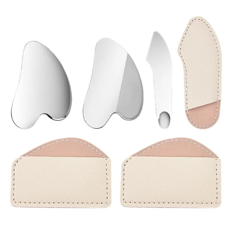 Face Guasha Scraper Stainless Steel Gua Sha Massager Body Neck Back Stress Relief Beauty Tool Skin Scraping Lymph Detox Massage