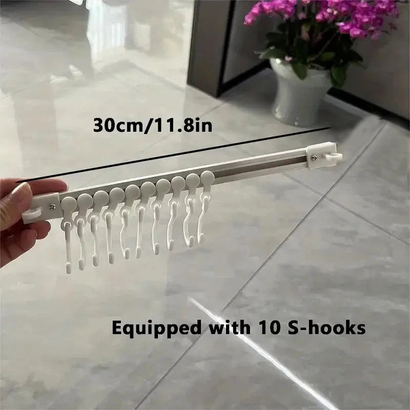 1PC Adhesive Sliding Hook Strong Kitchen Storage Rack No Punching Door Back Sticker Easy Organization Row Hanger