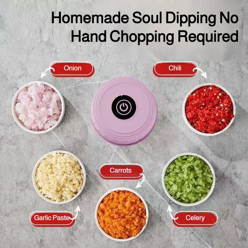 Wireless Electric Grinder Garlic Masher Mini Electric Garlic And Meat Grinder - 3-in-1 Food Chopper/Quiet Blender/Garlic