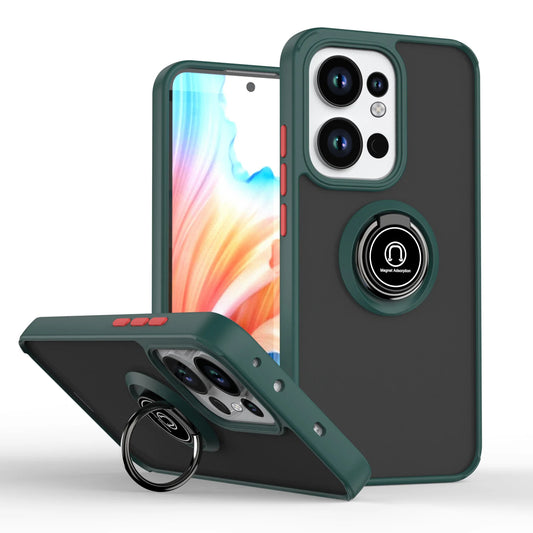 Oppo Reno 13A 5G CPH2699 Case Metal Ring Holder Shockproof Silicone Bumper Matte Back Cover Hard Phone Case for Oppo Reno 13A 5G