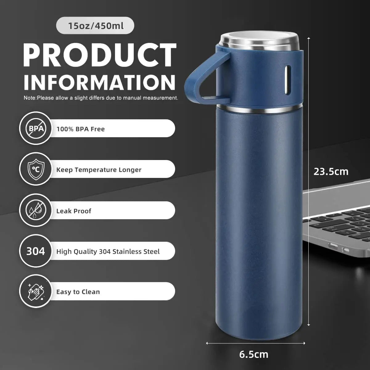 500ML Stainless Steel Vacuum Flask Gift Set Office Business Style Thermos Bottle Outdoor Hot Water Thermal Insulation Couple Cup