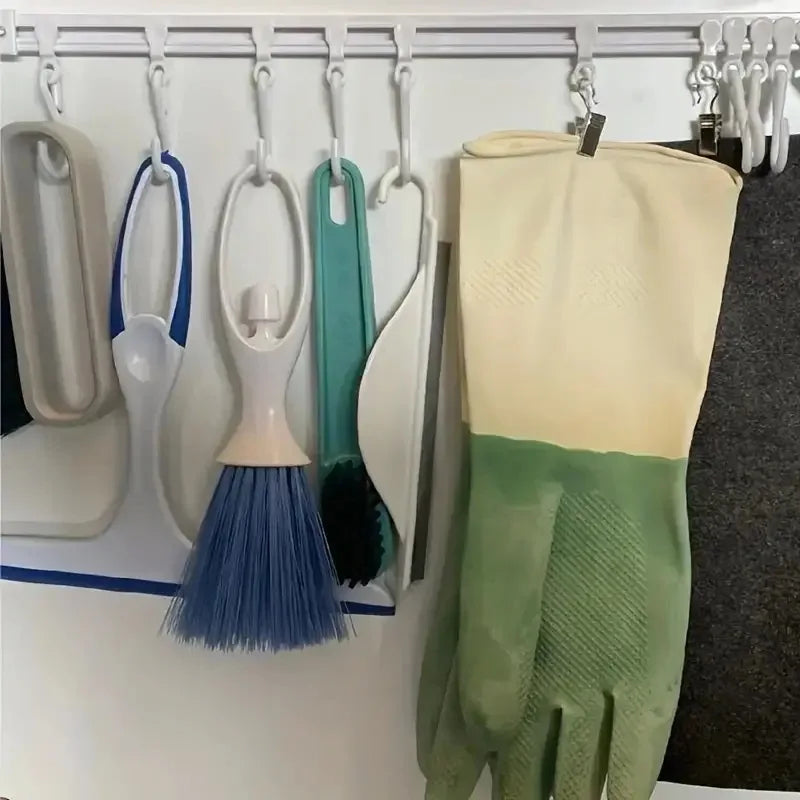 1PC Adhesive Sliding Hook Strong Kitchen Storage Rack No Punching Door Back Sticker Easy Organization Row Hanger