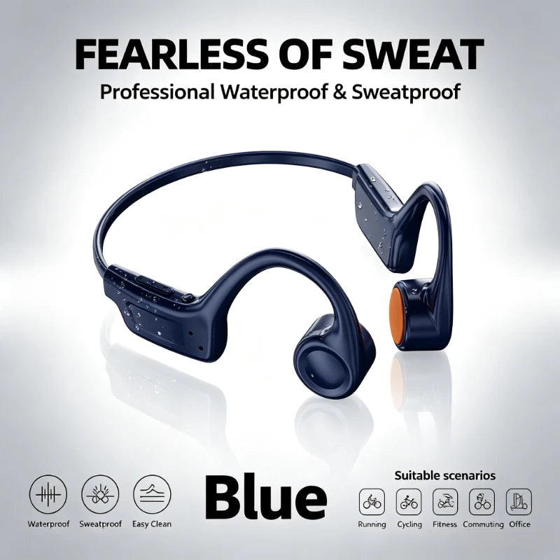 2026 New OWS Bone Conduction Open Ear Earbuds Mic Type-C Fast Charge Long Standby Bluetooth Sports Headphones For RunningCommute