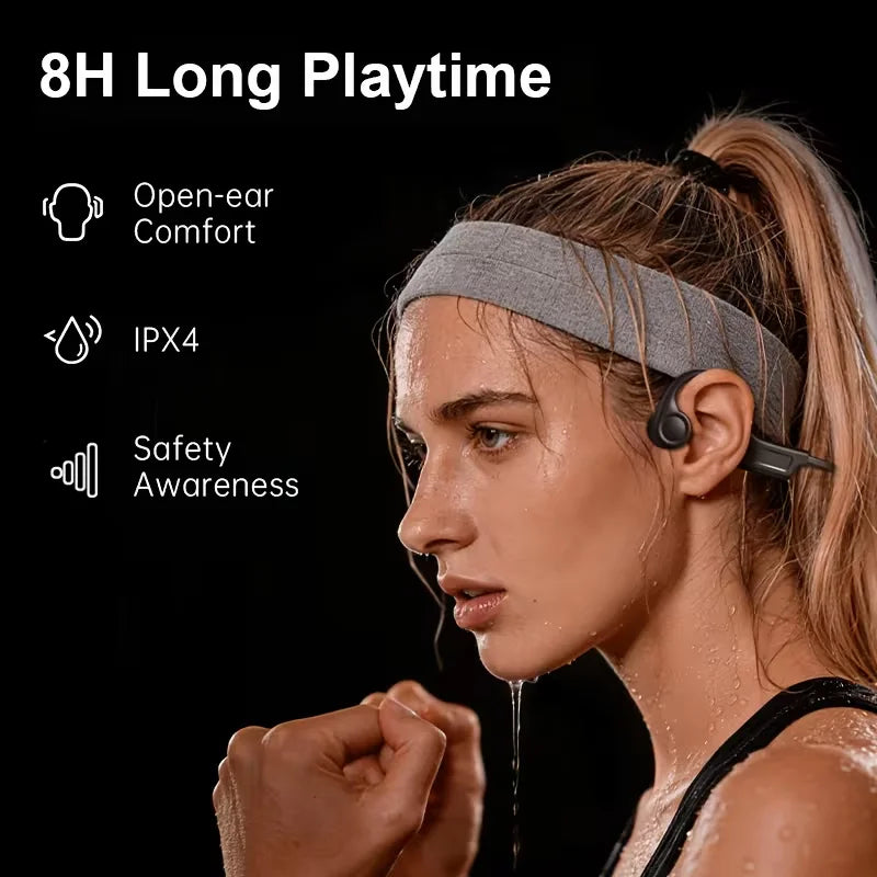 2026 New OWS Bone Conduction Open Ear Earbuds Mic Type-C Fast Charge Long Standby Bluetooth Sports Headphones For RunningCommute