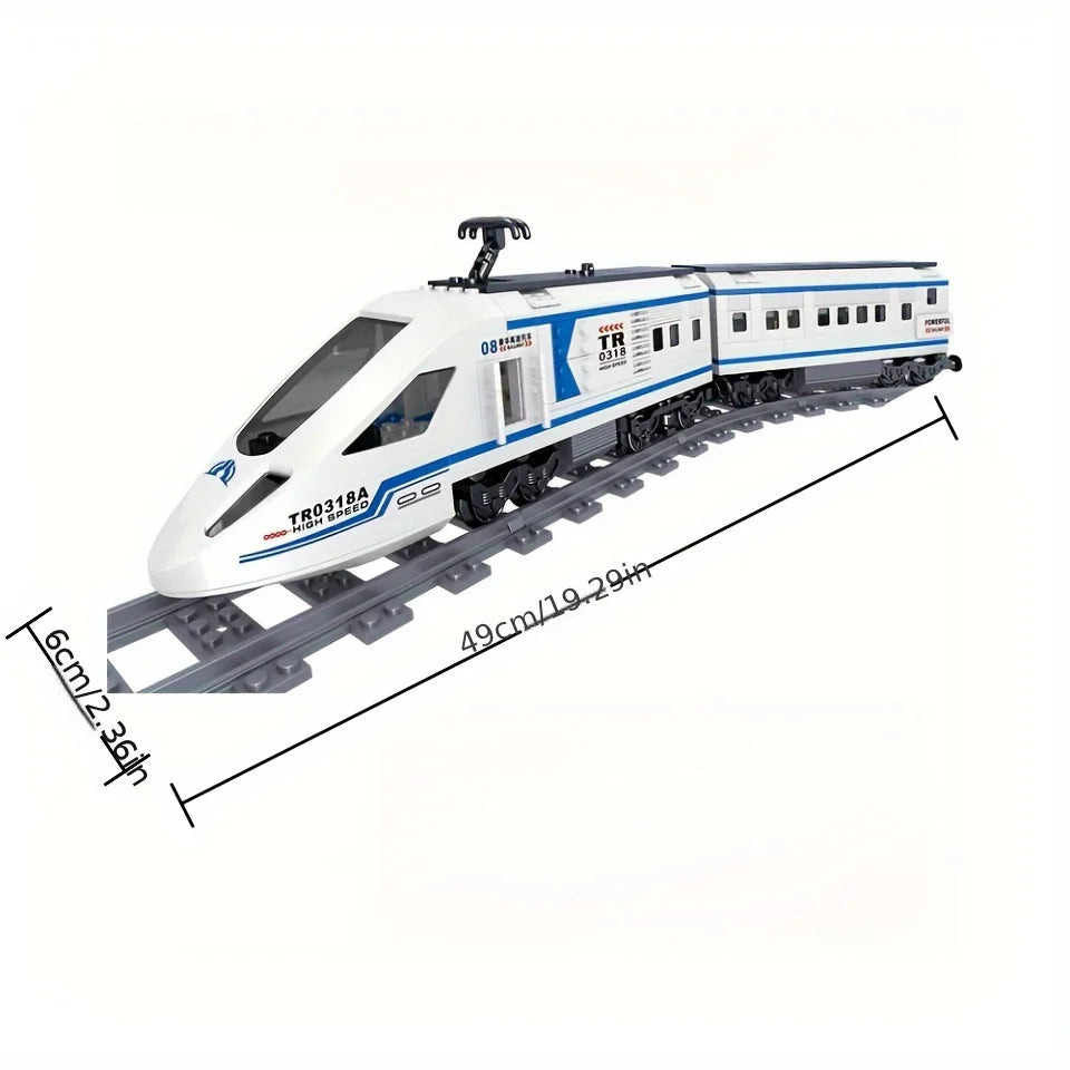 MOC rail transit luxury high-speed train model puzzle toy building blocks birthday gift