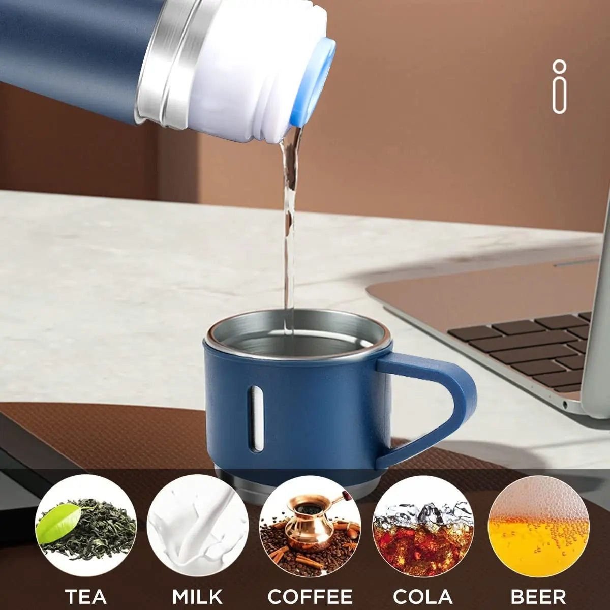 500ML Stainless Steel Vacuum Flask Gift Set Office Business Style Thermos Bottle Outdoor Hot Water Thermal Insulation Couple Cup