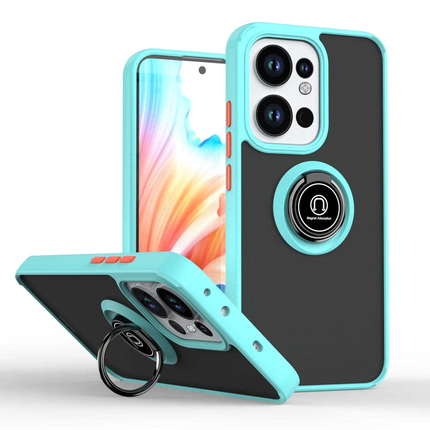 Oppo Reno 13A 5G CPH2699 Case Metal Ring Holder Shockproof Silicone Bumper Matte Back Cover Hard Phone Case for Oppo Reno 13A 5G