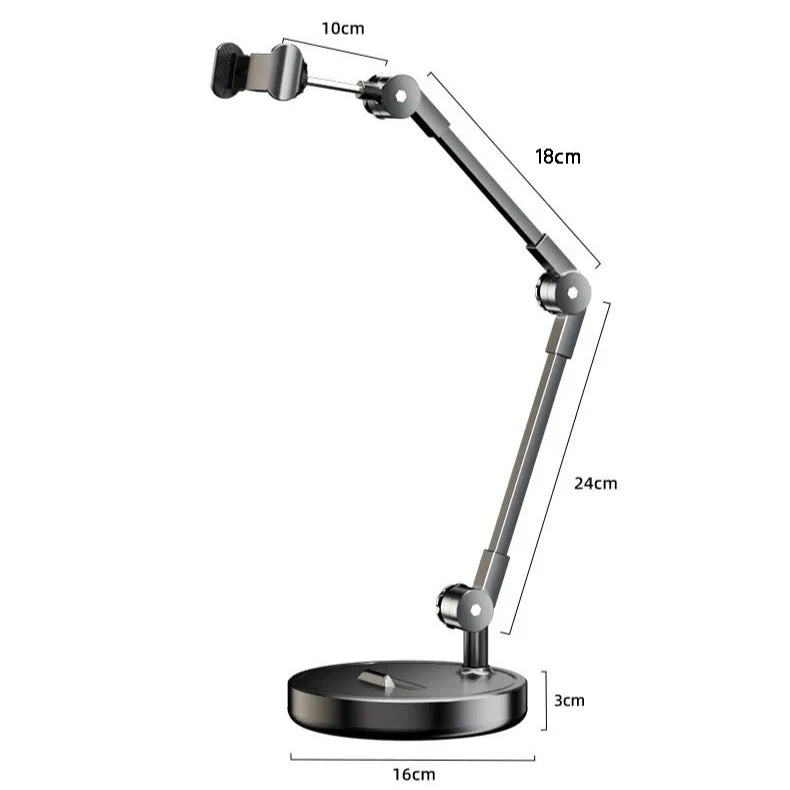 Adjustable Carbon Steel Phone Holder 360° Rotatable Overhead Shooting Bracket for Desktop Live, Food Recording & Unpacking Vlog