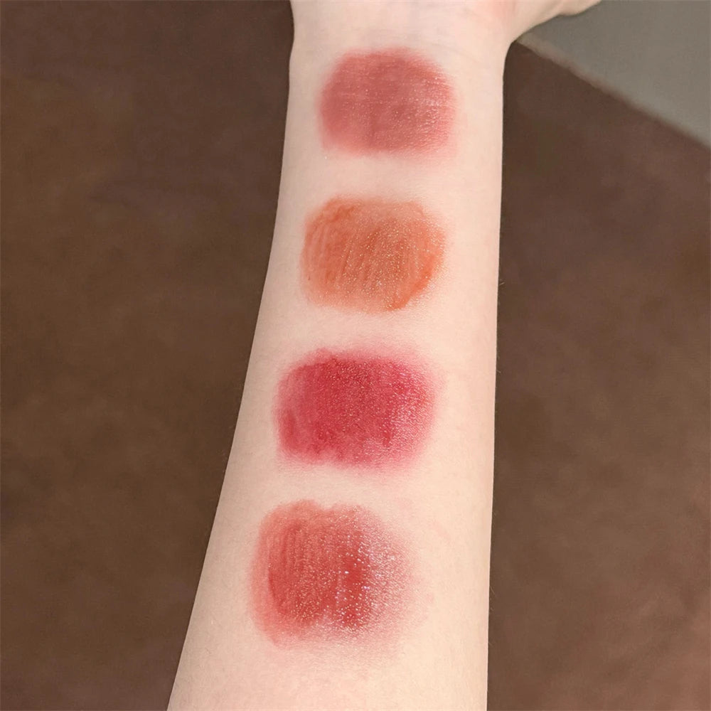 4 Colors Solid Lip Gloss Stick Mint Non-Sticky Glass Shine Lip Balm Hydrating Water Light Lipstick Tint Natural Look Makeup