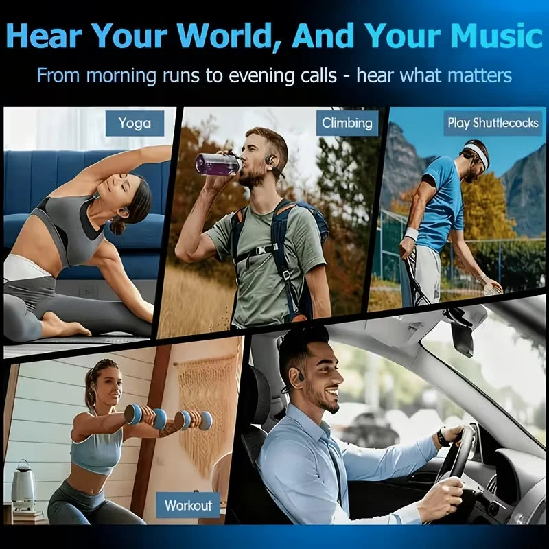 2026 New OWS Bone Conduction Open Ear Earbuds Mic Type-C Fast Charge Long Standby Bluetooth Sports Headphones For RunningCommute