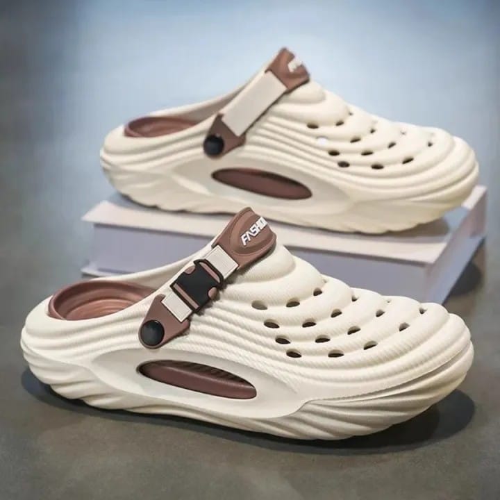 Chawla Men’s Black,White, Brown & Gray crocs Clogs | Trendy Breathable Anti-Slip Casual Shoes.