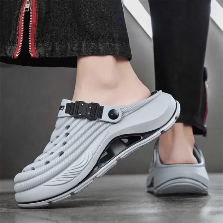 Chawla Men’s Black,White, Brown & Gray crocs Clogs | Trendy Breathable Anti-Slip Casual Shoes.