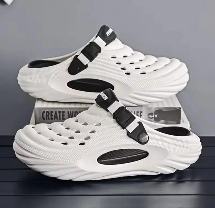 Chawla Men’s Black,White, Brown & Gray crocs Clogs | Trendy Breathable Anti-Slip Casual Shoes.