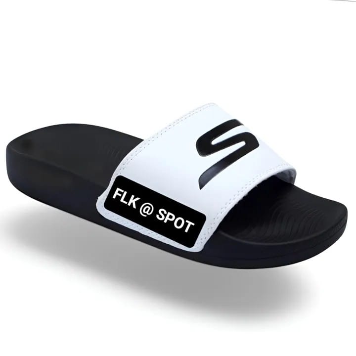 Men’s White Leather Softy Slides | Trendy Stylish Slip-On Chappal for Boys .